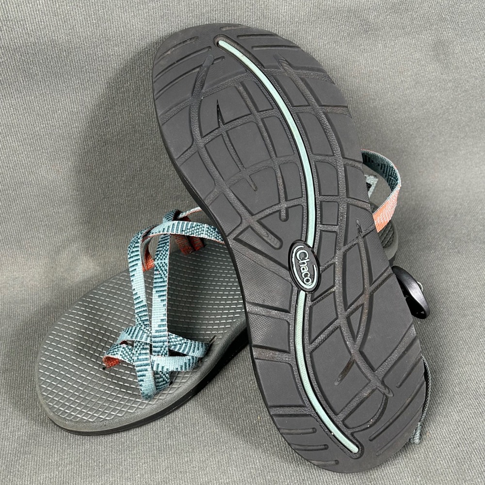 Chaco Z/Cloud 2 Womens 10 Blue Orange Strappy Toe Loop Hiking Sandals J106056 - Picture 4 of 6